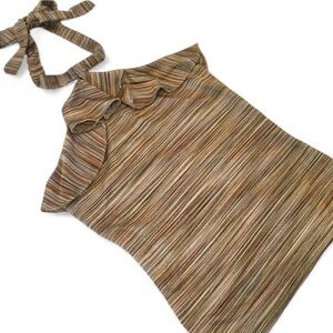 y2k Metallic Striped Halter Top